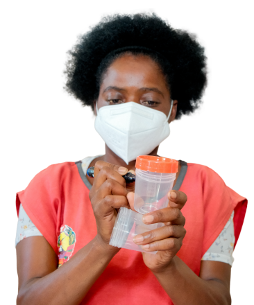 Profissional de saúde com amostra